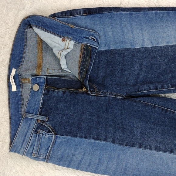 Pacsun Los Angeles Blue Medium Light Wash Color Block High Rise Raw Hem Jegging - Picture 5 of 11